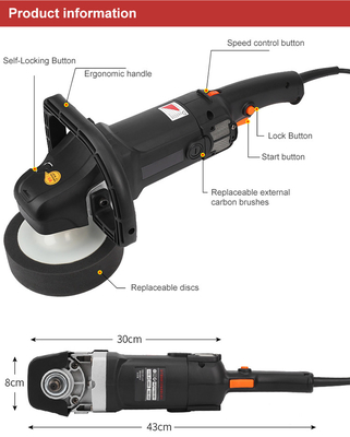 Máquina de polir automóveis elétrica de 1000 W com tamanho externo 53*49.5*32cm