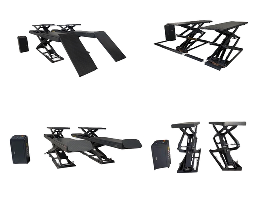 110mm MIN Altura 4.0t Capacidade pesada Twin Scissor Car Lifter para manutenção de automóveis
