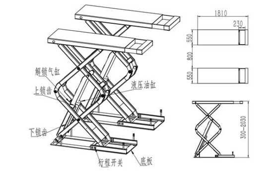 Manutenção automática 3.5 toneladas portátil Mid Rise Car Scissor Lift para garagem elevador hidráulico
