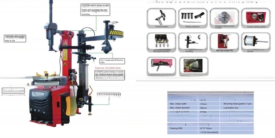 Adaptador de braço direito de apoio Reparação de pneus automáticos para trás Tipo de pressão de pneus de três pontos Máquina de troca de pneus