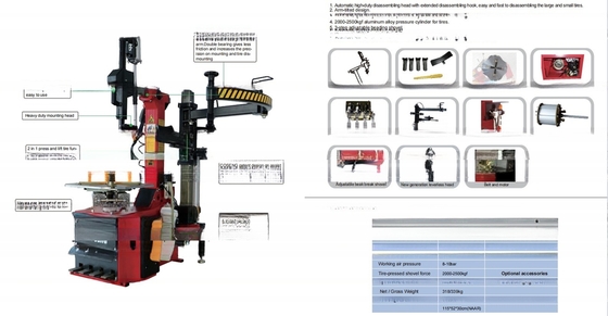 Máquina de troca de pneus de automóveis de carga pesada de 8-10 Bar e equilibrador de rodas com braço de balanço