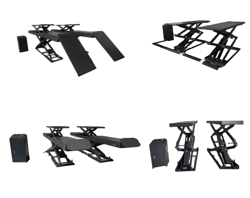 110mm MIN Altura 4.0t Capacidade pesada Twin Scissor Car Lifter para manutenção de automóveis