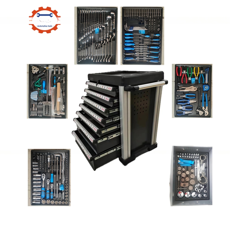 Prata 7 Caixa de Ferramentas Trolley e 5 camada com 323 Pcs CRV durável ferramentas conjuntos de aço Garagem de armazenamento Roller Cabinet